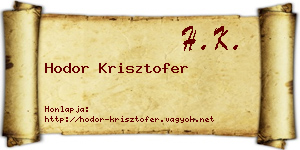 Hodor Krisztofer névjegykártya
